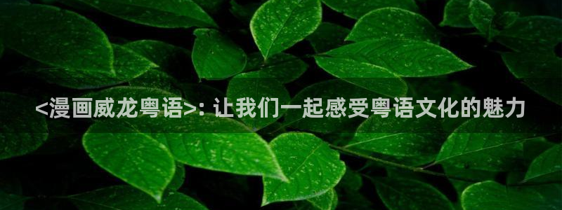 汗汗漫画官方：<漫画威龙粤语>: 让我们一起感受粤语文化的魅力